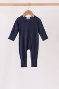 Navy zipper bamboo romper