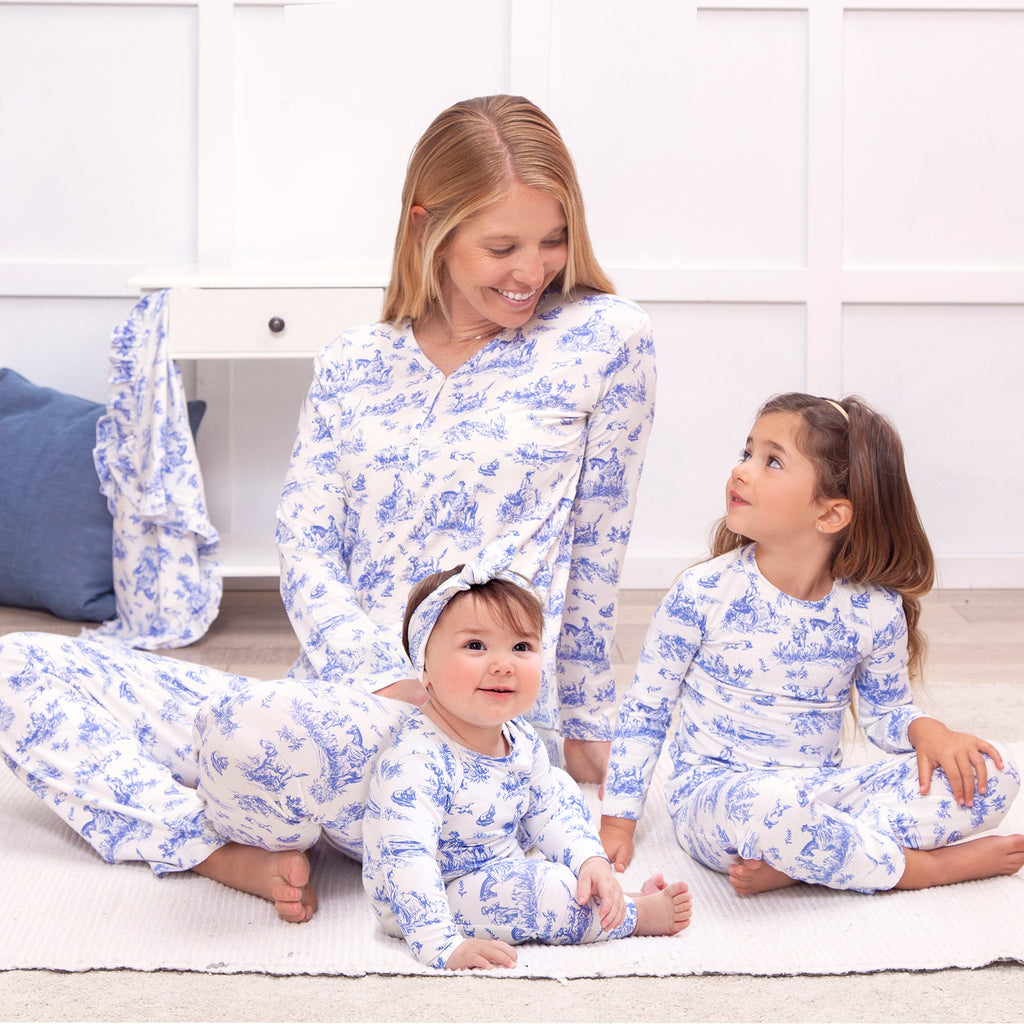 Baby Girl Toile de Jouy Bamboo Zipper Romper