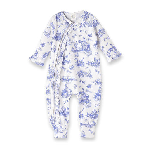 Baby Girl Toile de Jouy Bamboo Zipper Romper